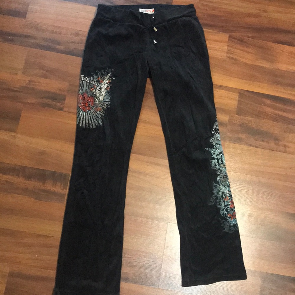 Black velvet sweatpants